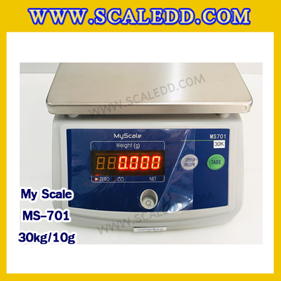 เครื่องชั่งดิจิตอลกันน้ำ30kg ตาชั่งกันน้้ำ30kg ยี่ห้อ Myscale รุ่น MS-701HS พิกัดน้ำหนัก 30kg ค่าละเอียด 10g