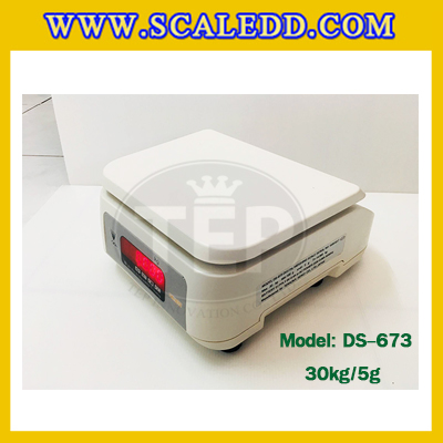 เครื่องชั่งน้ำหนักดิจิตอลตั้งโต๊ะ พิกัดน้ำหนัก 30kg. ยี่ห้อ DIGI รุ่น DS-673 อ่านค่าความละเอียด 5g. (เครื่องชั่งผ่านตรวจรับรองจากสำนักชั่งตวงวัด)