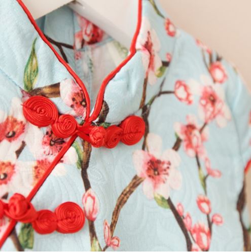 F ชุดจีน กี่เพ้า เด็กเล็ก สีฟ้า,สีชมพู