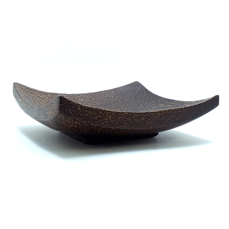 จานเหลี่ยมญี่ปุ่นไม้ตาล 6 นิ้ว