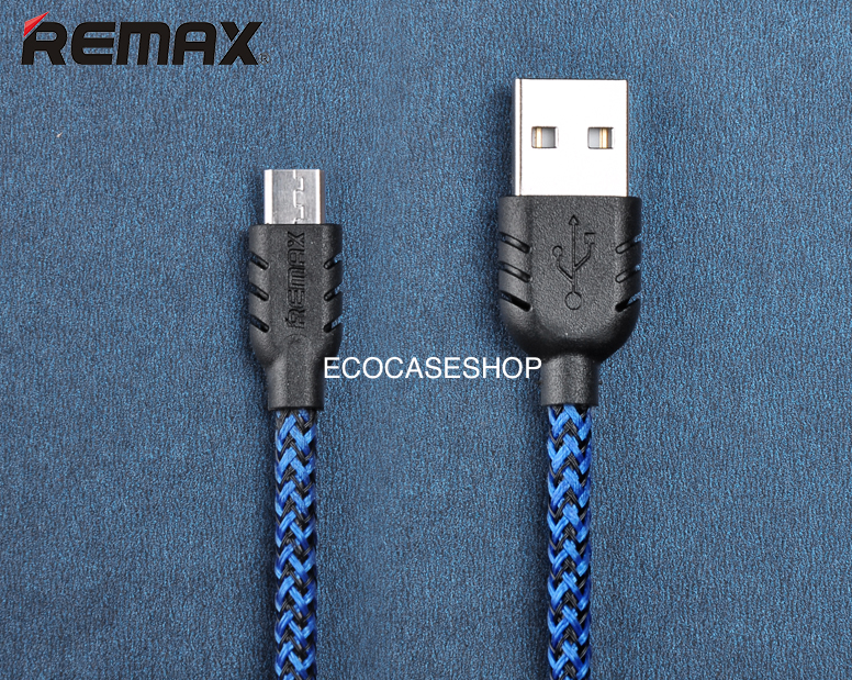 สายชาร์จ samsung remax แท้ สายถัก super nylon สีน้ำเงิน