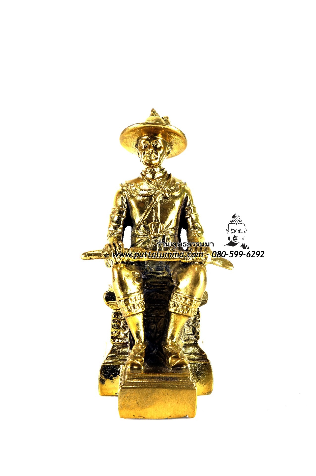 พระเจ้าตาก พิมพ์นั่ง เนื้อโลหะ ขนาด 3 นิ้ว สูง 5.5 นิ้ว