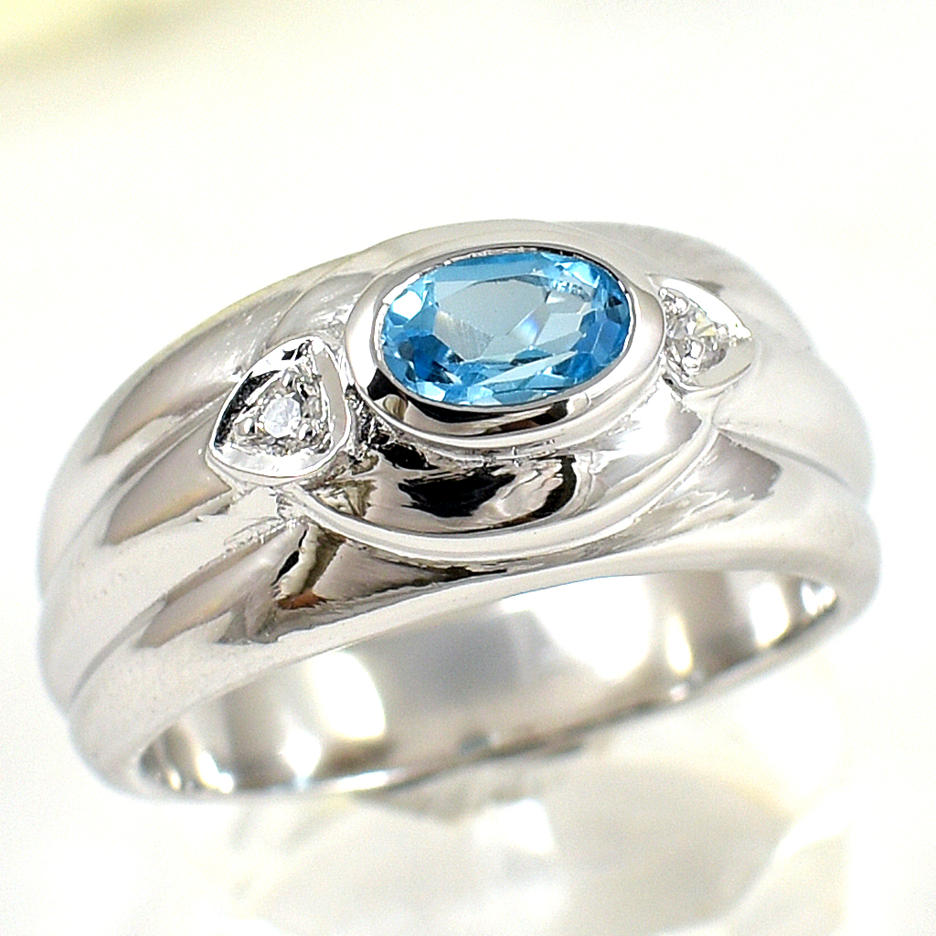 แหวนเงินแท้ราคาถูกชุบทองคำขาว สวิสบลูโทปาซแท้ 0.65 กะรัต เพชรCZ 0.06 กะรัต งานประณีตสวยงาม สั่งผลิตค่ะ