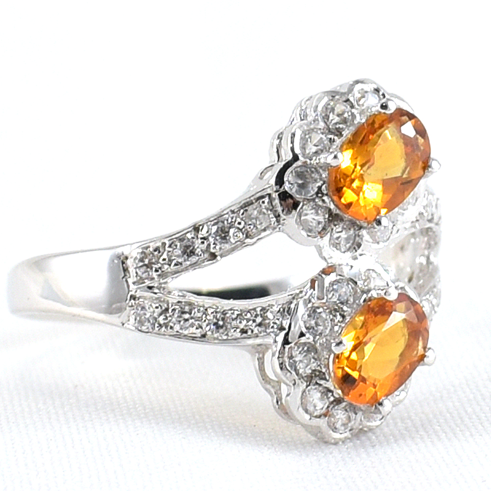 แหวนเงินแท้ราคาถูกชุบทองคำขาว ซิทรินแท้ 1.10 กะรัต งานประณีตสวยงาม สั่งผลิตค่ะ