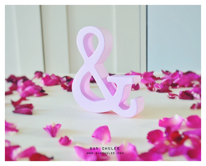 Spring Beauty - สัญลักษณ์ & (Ampersand) ตั้งโต๊ะ งานไม้สัก โทนสีชมพู