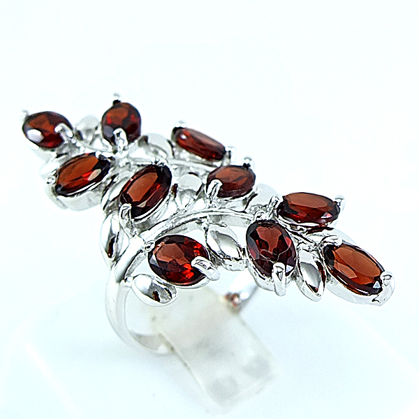 แหวนเงินแท้ราคาถูกชุบทองคำขาว โกเมนแท้ 5.70 กะรัต งานประณีตสวยงาม สั่งผลิตค่ะ