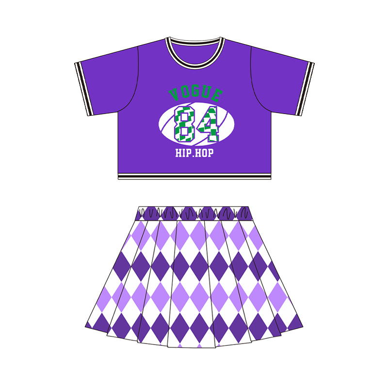 ชุดเต้น Coverdance เซ็ตชายหญิงลาย หมากรุก เขียวม่วง