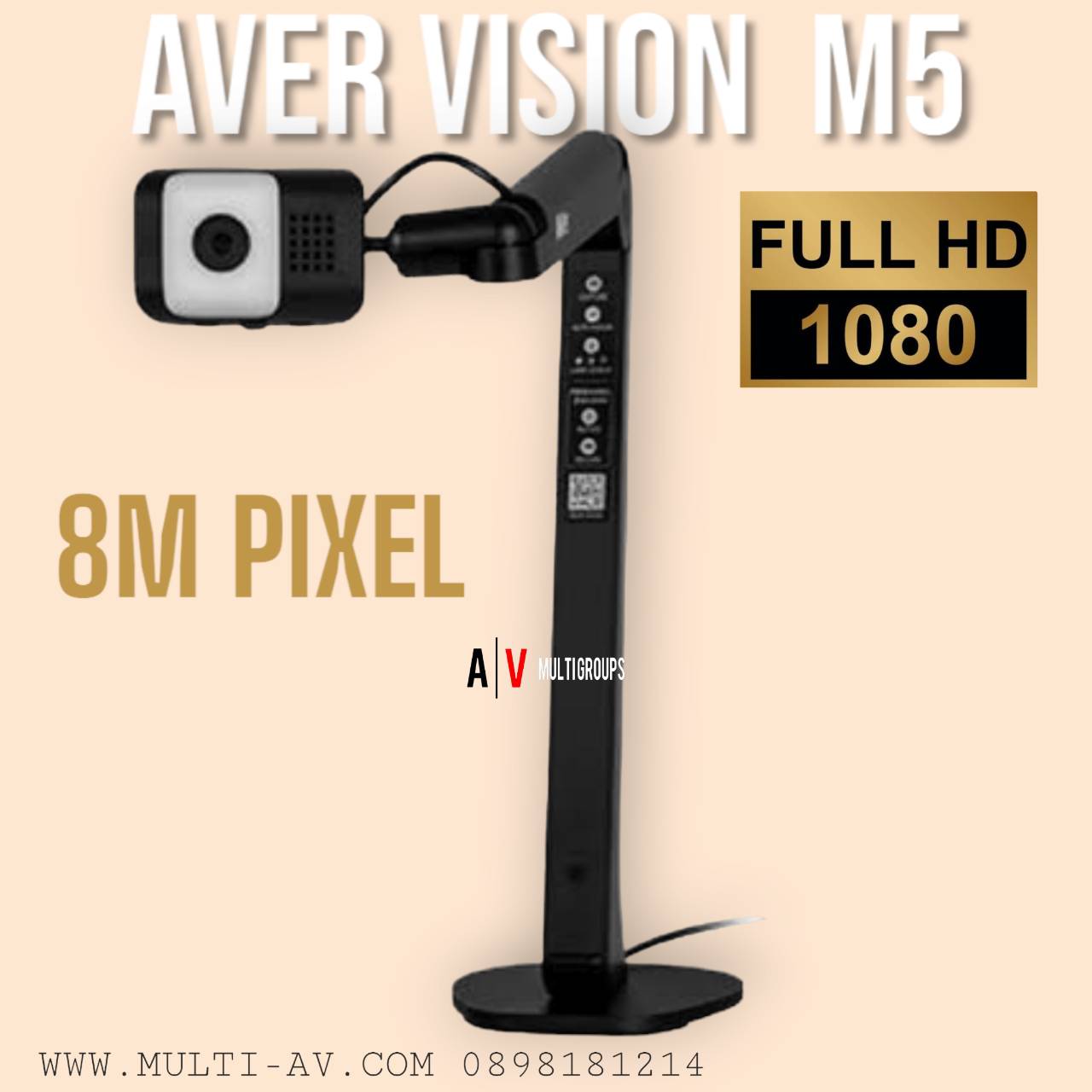 AVerVision M5 (FULL HD) Visualizer เครื่องฉายภาพวัตถุ 3 มิติ กล้อง 8ล้าน พิกเซล น้ำหนัก 0.78 kg.ให้ความละเอียดสูง Full HD 1080P