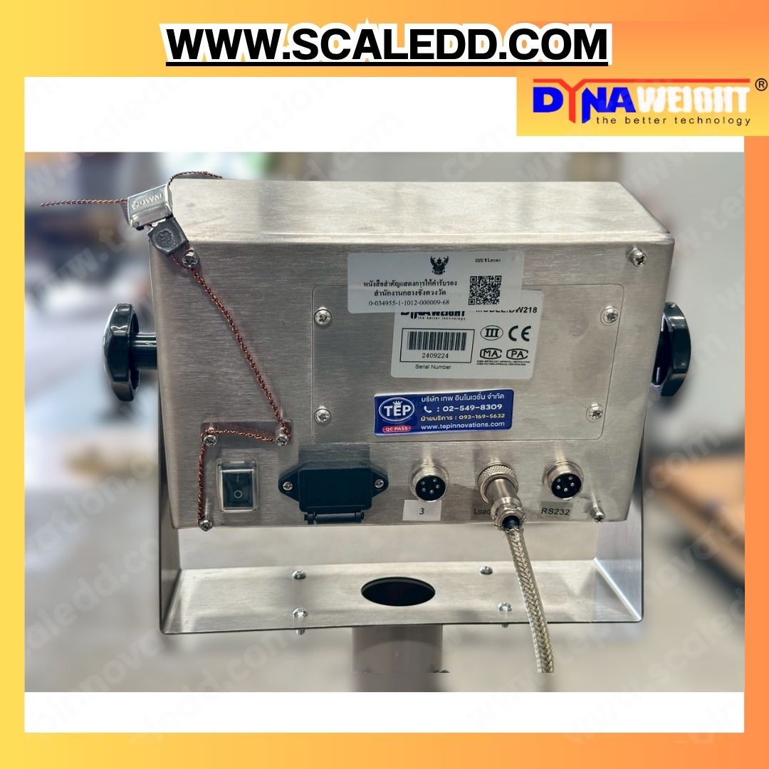 เครื่องชั่งดิจิตอลวางพื้นขนาดใหญ่ พิกัดน้ำหนัก 1000 กิโลกรัม (1ตัน) ค่าความละเอียด 100กรัม แท่นเครื่องชั่ง(หนาพิเศษ) ขนาด 120x120ซม. รุ่น DW218 ยี่ห้อDYNAWEIGHT (เครื่องชั่งผ่านตรวจรับรองจากสำนักชั่งตวงวัด)