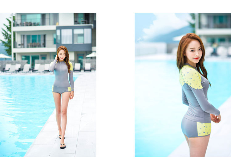 ชุดว่ายน้ำทูพีช แขนยาวกัน uv รอบอก 34-40 กางเกงรอบเอว 30-36 สะโพก 36-42 ตัวเสื้อยาว22 นิ้วค่ะ ผ้าดี งานสวยมากค่ะ