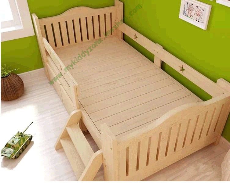 เตียงเด็กโต เตียงนอนไม้ เตียงเดี่ยวสำหรับเด็ก สีเบจ มีลิ้นชักเก็บของใต้เตียง TP21001(WDK1S)