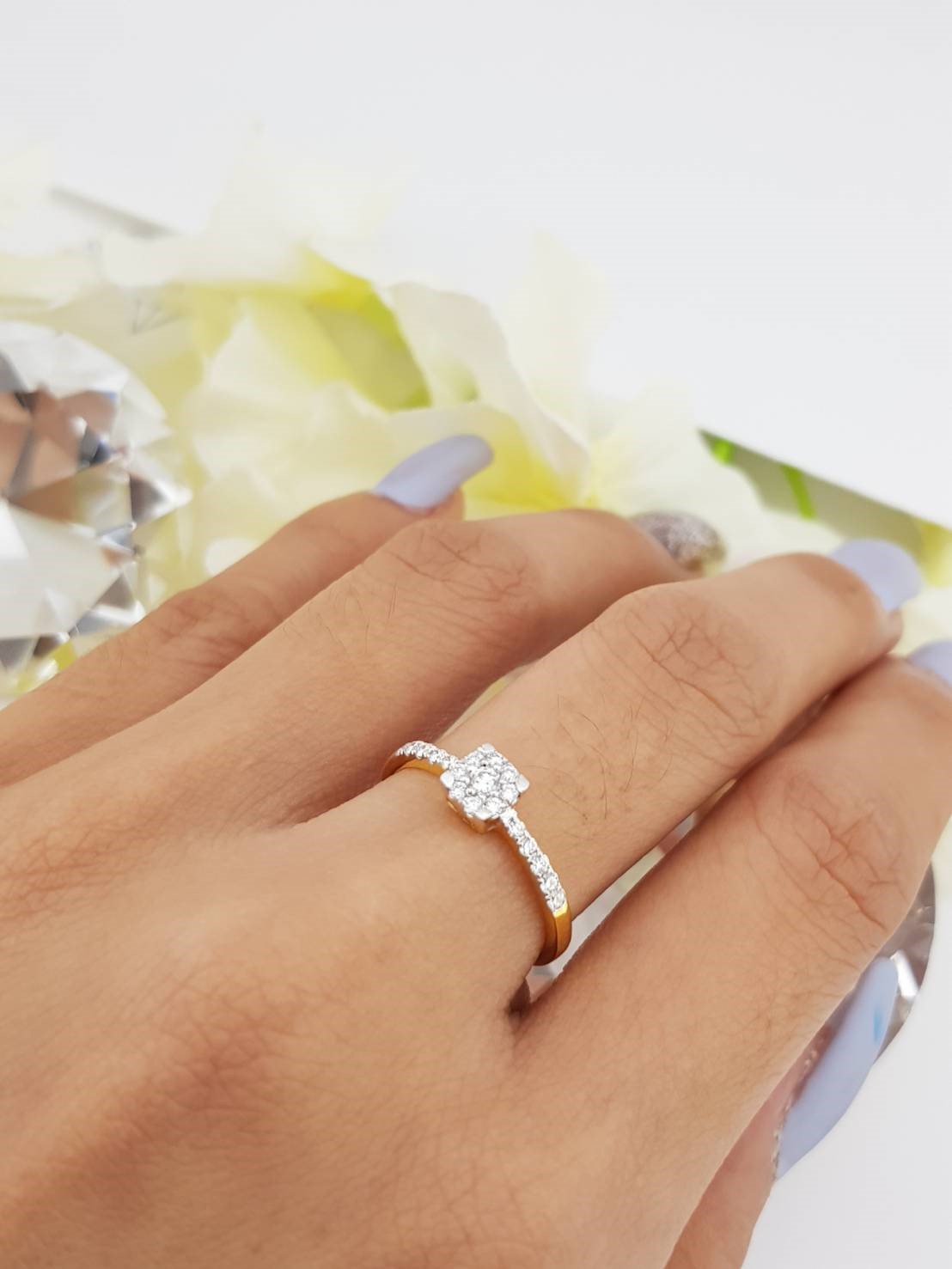 สั่งผลิตเพชรเบลเยี่ยมคัท แหวนแต่งงาน แหวนหมั้น ใส่เที่ยว ออกงาน แหวนทองคำ 18K เพชรแท้ 0.26 กะรัต 2.07 กรัม น้ำ 99 ราคาถูกมาก มีใบรับประกันค่ะ