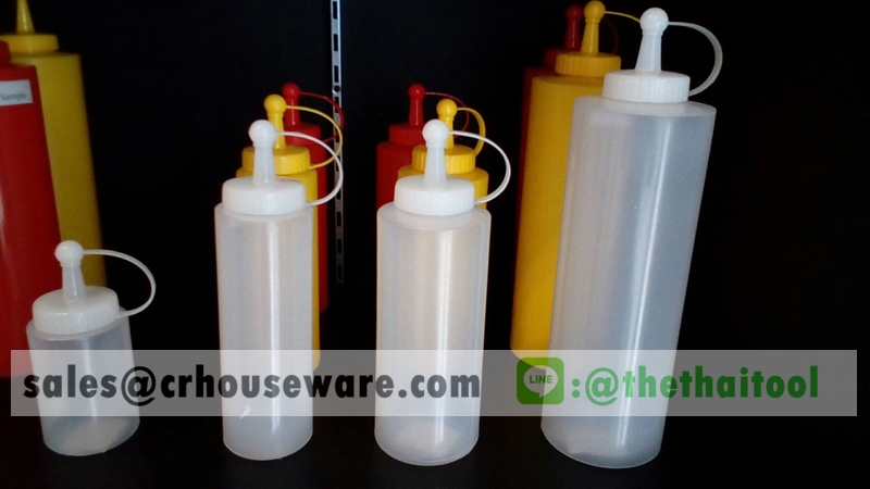 ขวดบีบซอส มีจุกปิด พลาสติก Squeeze Dispensers with Cap 4 oz.