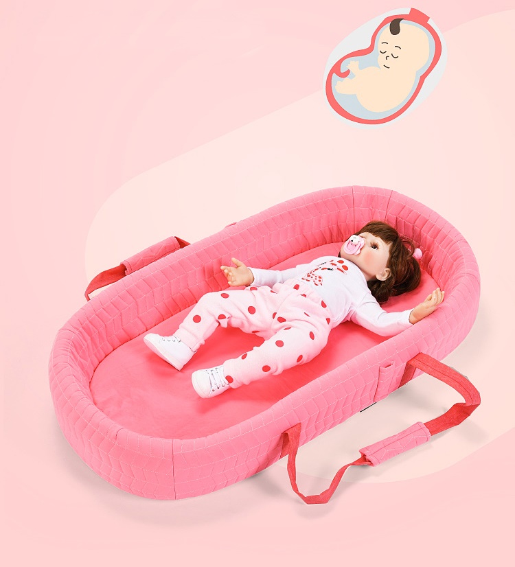 เบาะนอนเด็กพร้อมมุ้ง แบบกระเป๋าพกพา สีชมพู/สีฟ้า