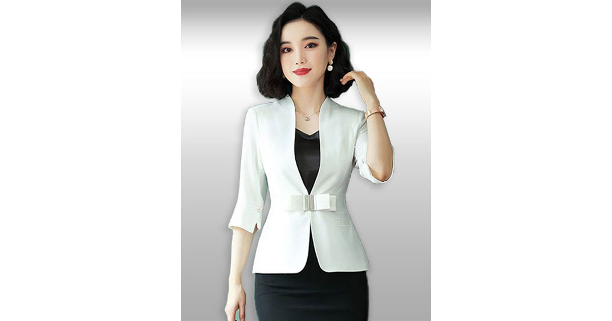เสื้อสูทผู้หญิงสีขาวแบบสวยหรู มี 5 ไซส รหัส 2193