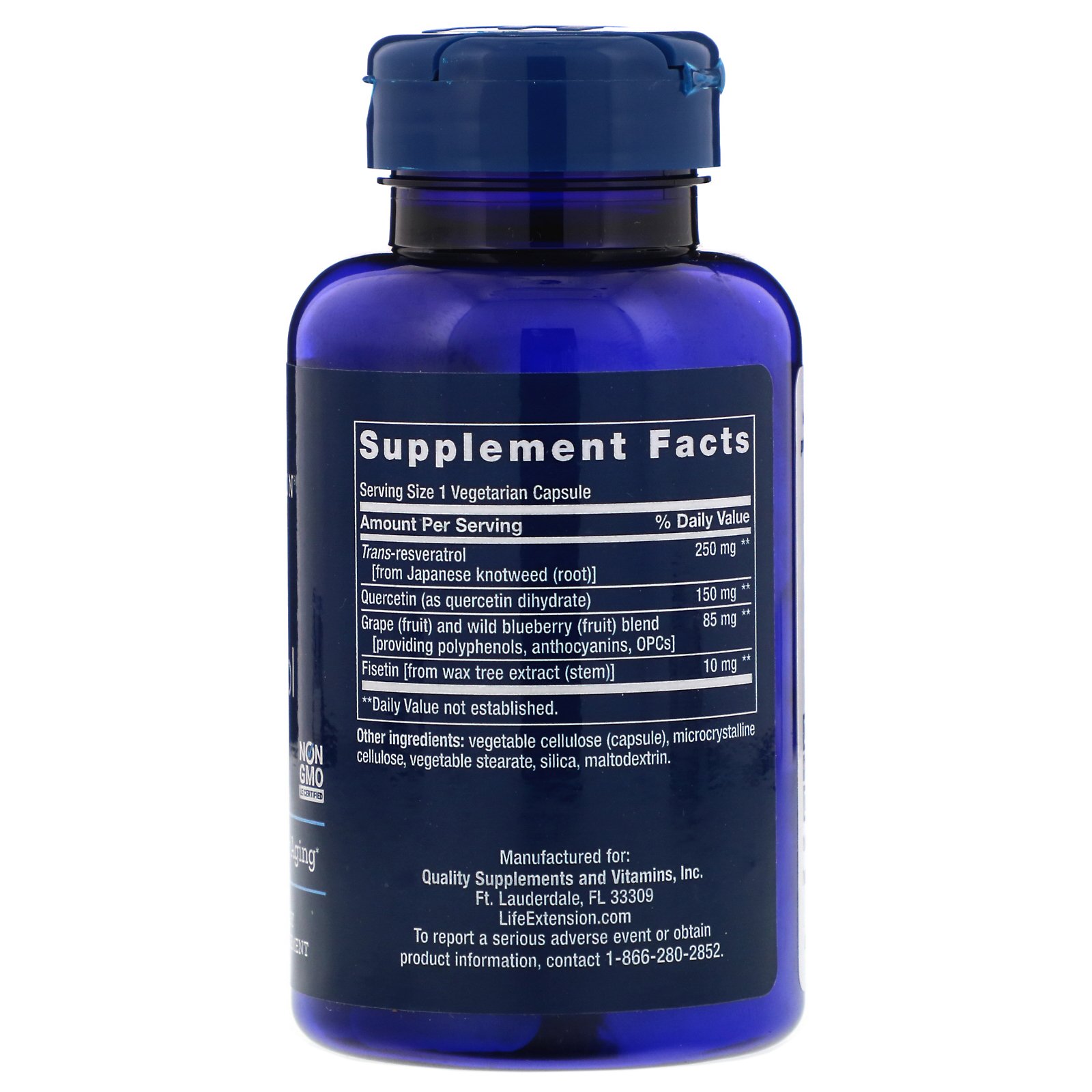 Life Extension, Optimized Resveratrol 250 mg, 60 Vegetarian Capsules สารต้านอนุมูลอิสระชั้นเยี่ยม ช่วยชะลอการเสื่อมของสมอง