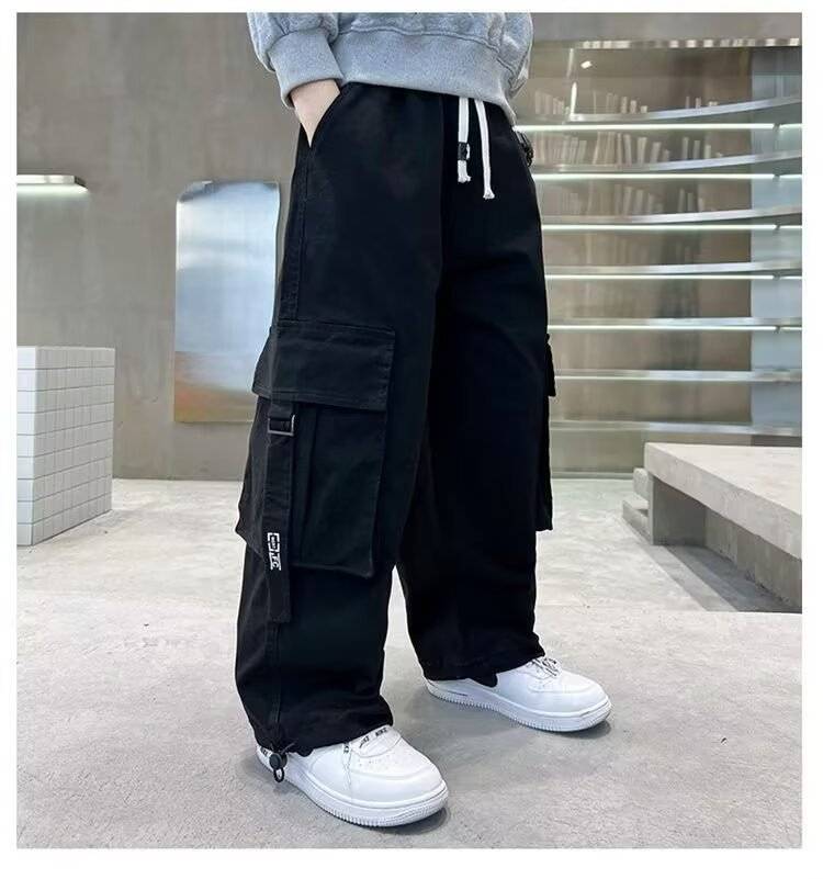 พร้อมส่ง กางเกงเด็กชาย คาร์โก้ แต่งกระเป๋าข้าง สีพื้น