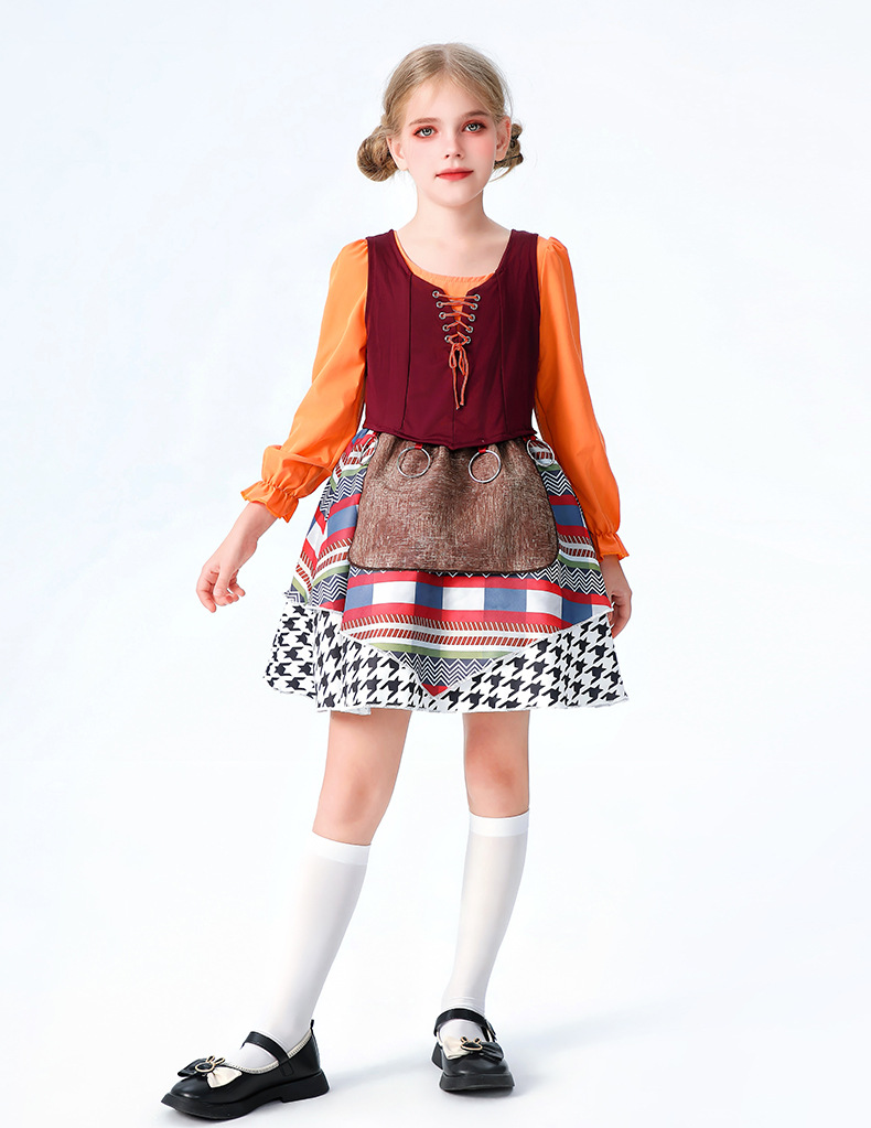 friendly4kid พร้อมส่ง ชุดฮาโลวีนเด็กผู้หญิง haloween ชุดเดรสสีดำ สไตล์สาวแม่บ้าน