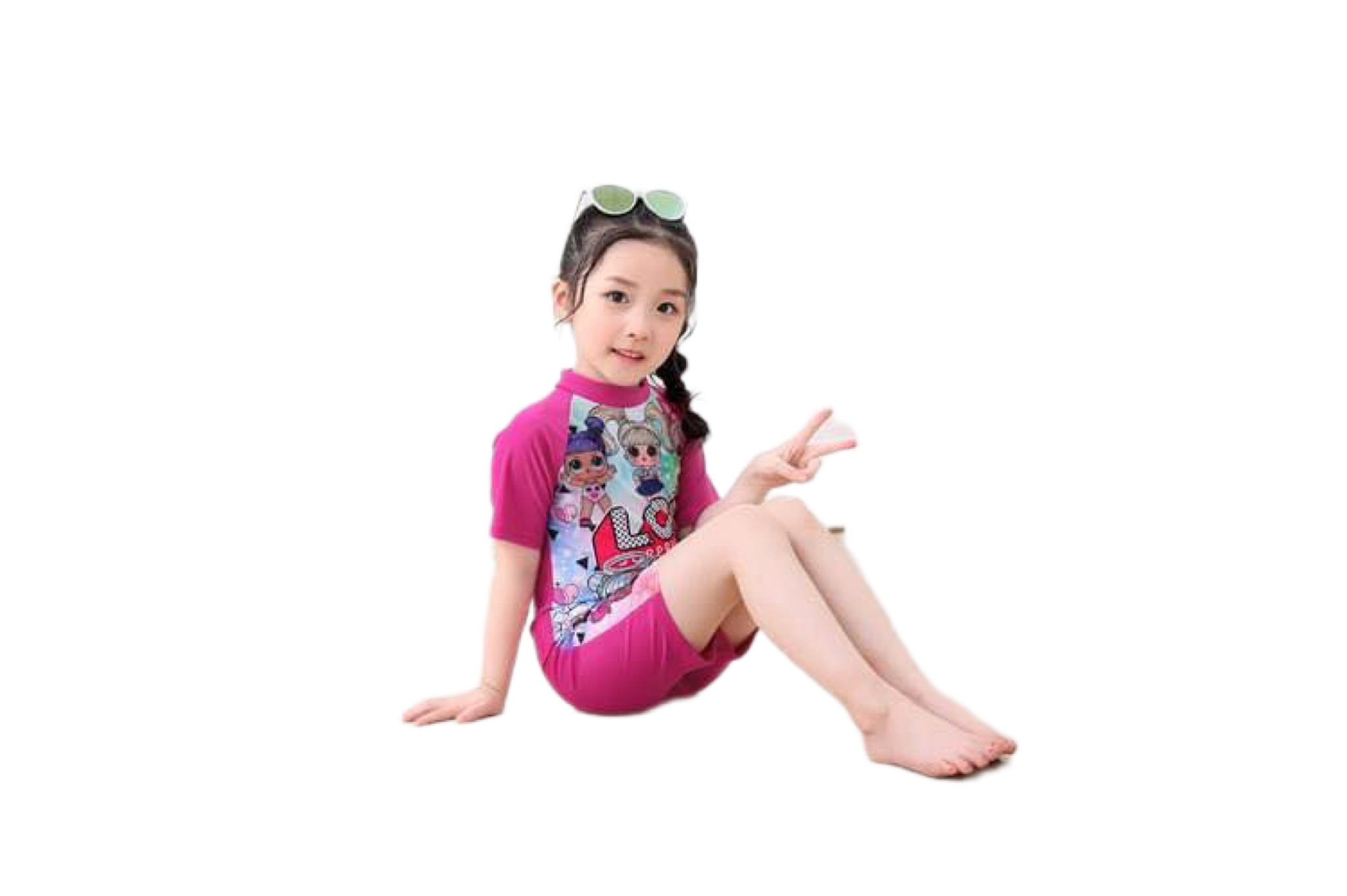 พร้อมส่ง ชุดว่ายน้ำ ชุดบอดี้สูท สไตล์เมอเมด สีชมพู