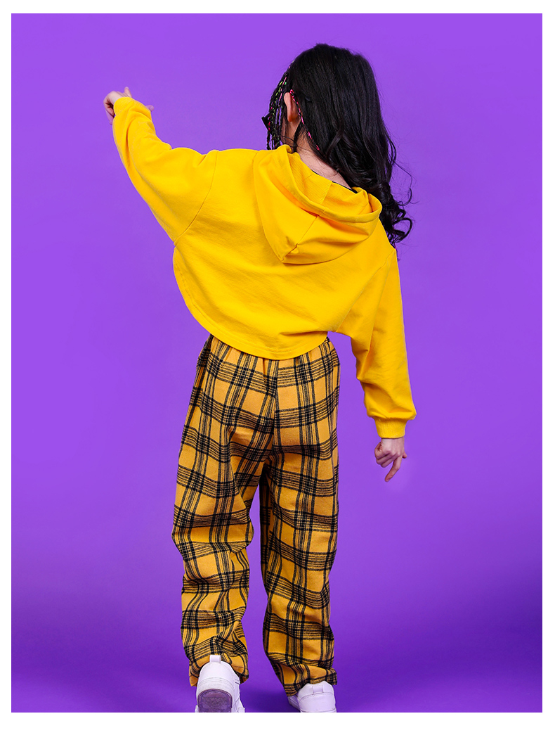 ชุดเต้น ชุดแดนซ์ เซ็ตลายสก๊อต สีเหลือง/สีแดง