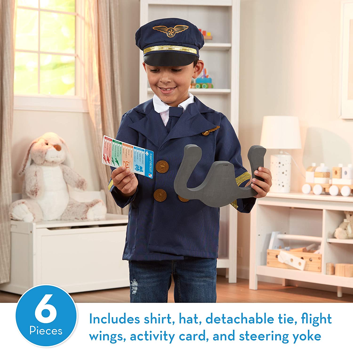 Melissa & Doug รุ่น Pilot Role Play Costume ชุดแฟนซีชุดนักบิน