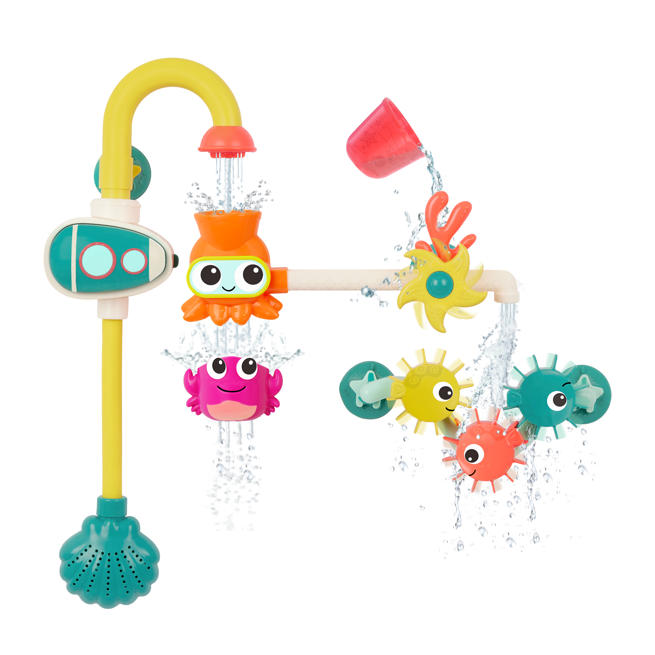 ของเล่นในอ่างอาบน้ำพร้อมปั๊มน้ำอัตโนมัติ B. toys - Bath Pump Toy & Drip Cups - Wonder-Full Waterworks