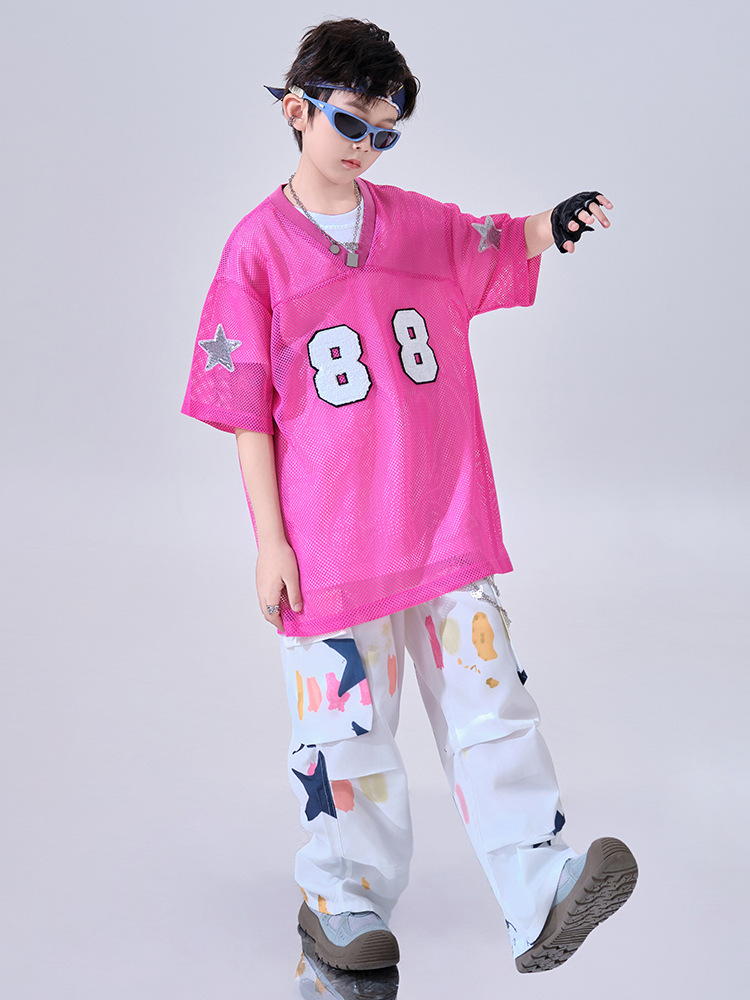 สินค้าพร้อมส่ง ชุดเต้น เซ็ตเสื้อชมพู+กระโปรง/กางเกง