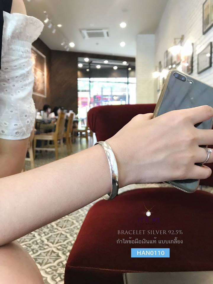 กำไลข้อมือเงินแท้ แบบเกลี้ยงกลม (กำไลสามารถขยายได้)