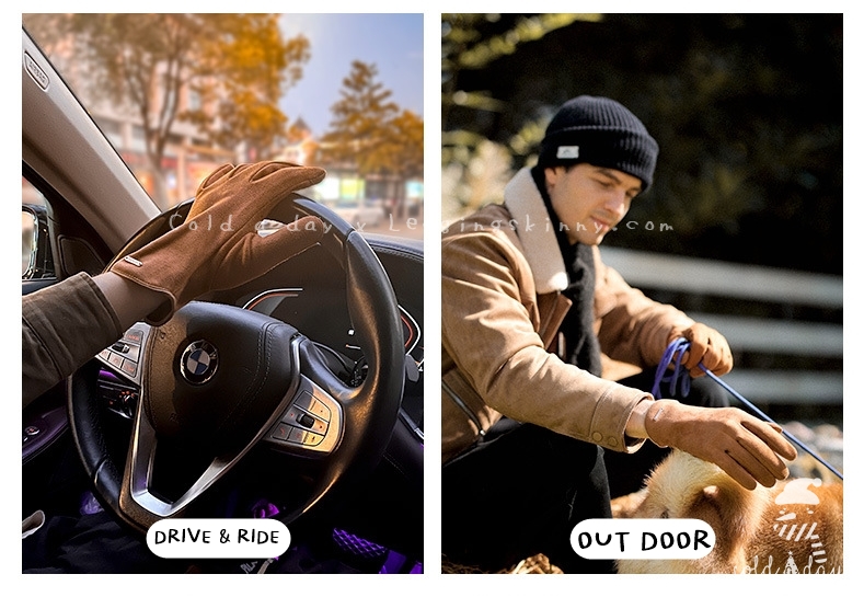 ถุงมือหนังกลับนิ้วสอด ผู้ชาย มี 3 สี