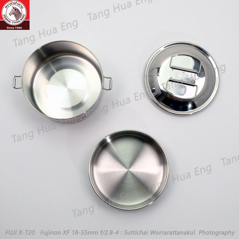 Zebra กล่องข้าวกลมสเตนเลส Simple II ขนาด 14 ซม. พร้อมชั้นแบ่ง ตราหัวม้าลาย