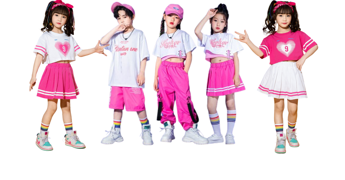 friendly4kid พร้อมส่ง ชุดเต้น ชุดเชียร์ เสื้อแขนสั้นหัวใจ+กระโปรง งานโรงเรียน กิจกรรมเต้น