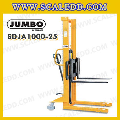 รถยกสูง stacker รถ stacker hand stacker รถยกสูง มือโยก 1000 กก. งายาว 1060 มม. ยกสูง 2500 มม. ยี่ห้อ JUMBO รุ่น SDJA1000-25