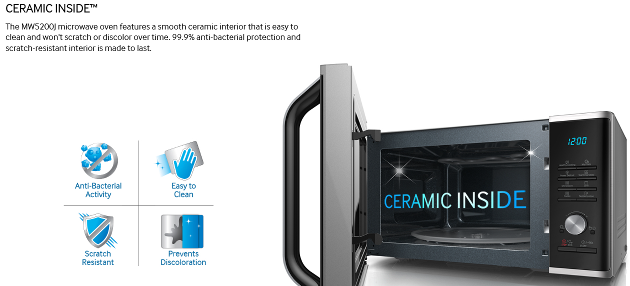 Samsung ไมโครเวฟ แบบอุ่น / ย่าง ขนาด 28 ลิตร MG28J5255 สีดำ