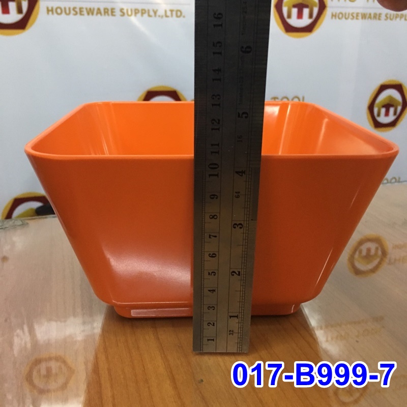 ชามเหลี่ยม 7*7 นิ้ว สีส้ม 017-B999-7,Orange square bowl