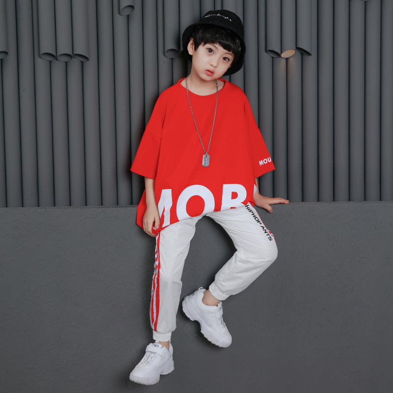 ชุดเต้น ฮิปฮอป สีแดง ลายอักษร XOXO / ชุดผู้หญิง สีขาว-แดง