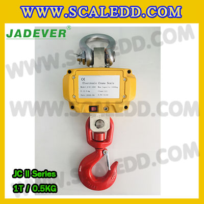 เครื่องชั่งแขวน1000kg เครื่องชั่งแขวนดิจิตอล1000kg เครื่องชั่งแขวน ตาชั่งแขวน1ตัน พิกัดน้ำหนัก 1000kg ความละเอียด 0.5kg ยี่ห้อ JADEVER รุ่น JC II (เครื่องชั่งผ่านตรวจรับรองจากสำนักชั่งตวงวัด)