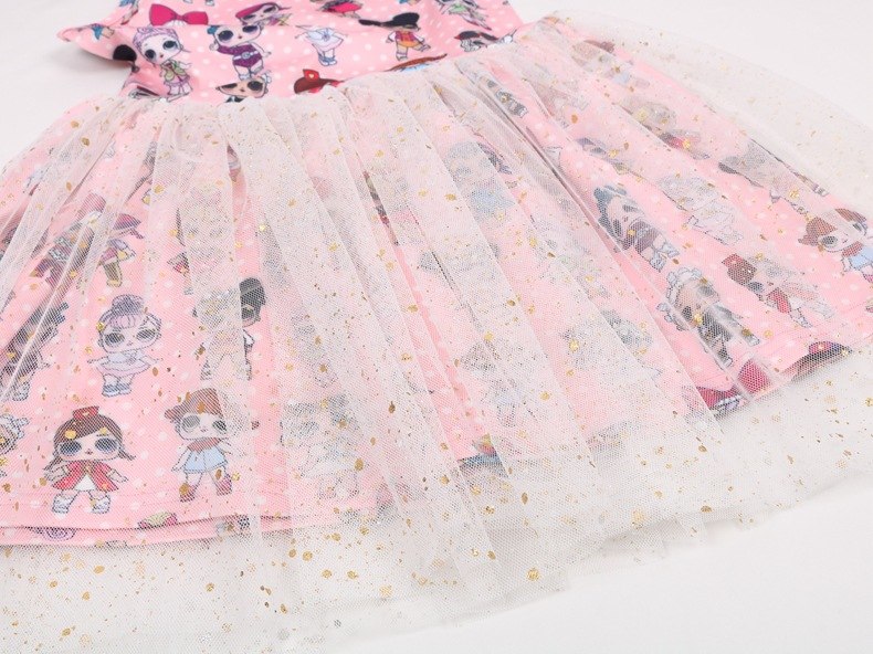 พร้อมส่ง ชุดเดรสแขนกุดลายยูนิคอน LOL สีชมพู