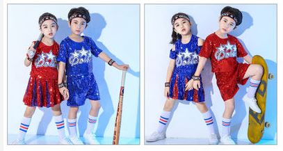 ชุดเต้น ชุดฮิปฮอป ปักเลื่อม ชุดก่ารแสดง เสื่้อ+กระโปรงแต่งจีบ/กางเกง