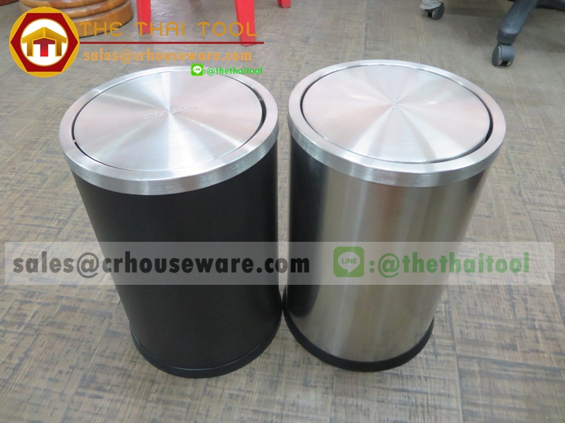 ถังขยะสแตนเลสฝาสวิง ทรงเตี้ย 10ลิตร 001-STK-X8802-S
