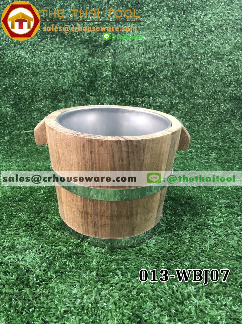 ถังไม้พร้อมถังใส่น้ำแข็งสเตนเลสด้านใน รหัสสินค้า 013-WBJ07