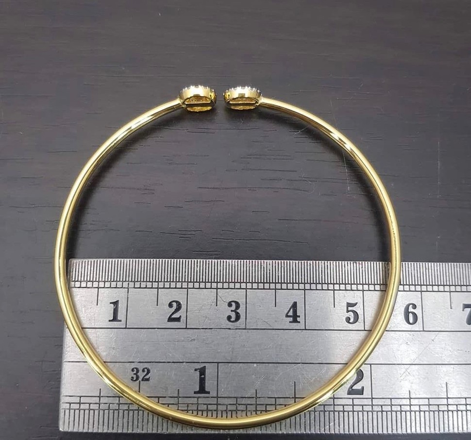 พร้อมส่งและสั่งผลิตกำไลทองเพชรแท้ทรงกลม แต่งงาน หมั้น ใส่เที่ยว ออกงาน ทองคำ 9K เพชรกุหลาบแท้ 0.06 กะรัต 18 เม็ด ราคาถูกมาก ส่งฟรี