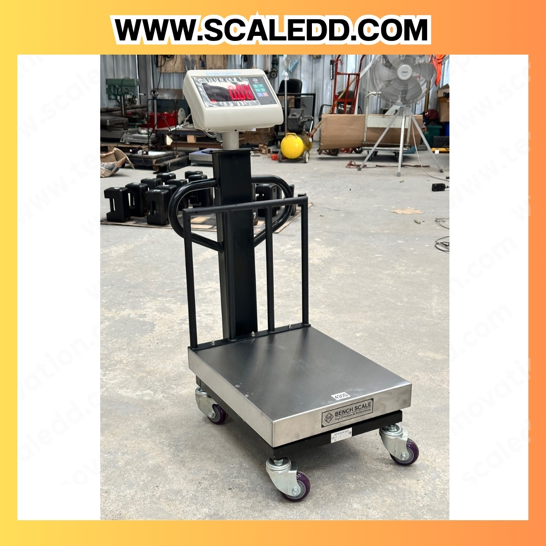 เครื่องชั่งน้ำหนักดิจิตอล IDS709E พิกัด 100kg ค่าละเอียด 10g ยี่ห้อ SDS รุ่น IDS709E แท่นฝาครอบสแตนเลสขนาด 40x50cm. มีล้อเลื่อน และที่กันตก