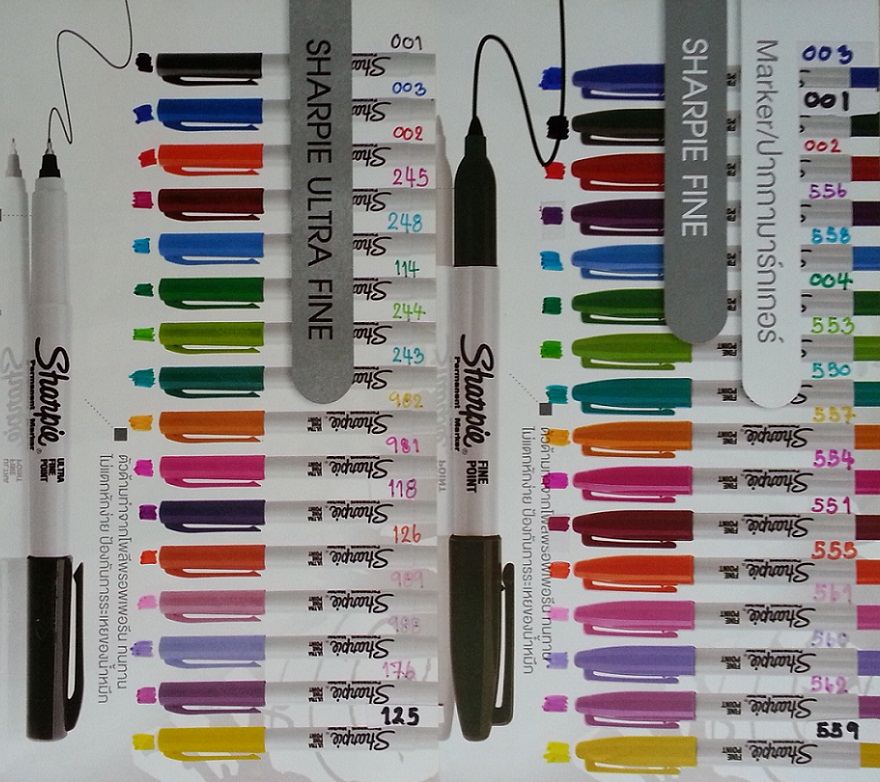 ปากกาเขียนวัสดุ Sharpie หัวเข็มและหัวเมจิก