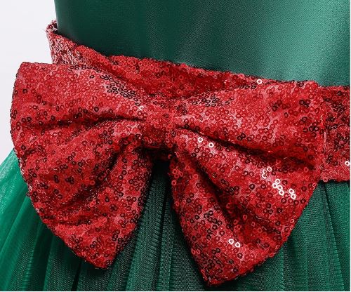 ชุดคริสต์มาส แขนกุด พองฟู แขนกุด พร้อมโบว์หน้า-หลัง