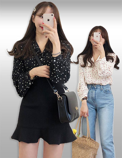 เสื้อเชิ๊ตแฟชั่นสวยหวานสไตล์เกาหลี มี2สี รหัส2329