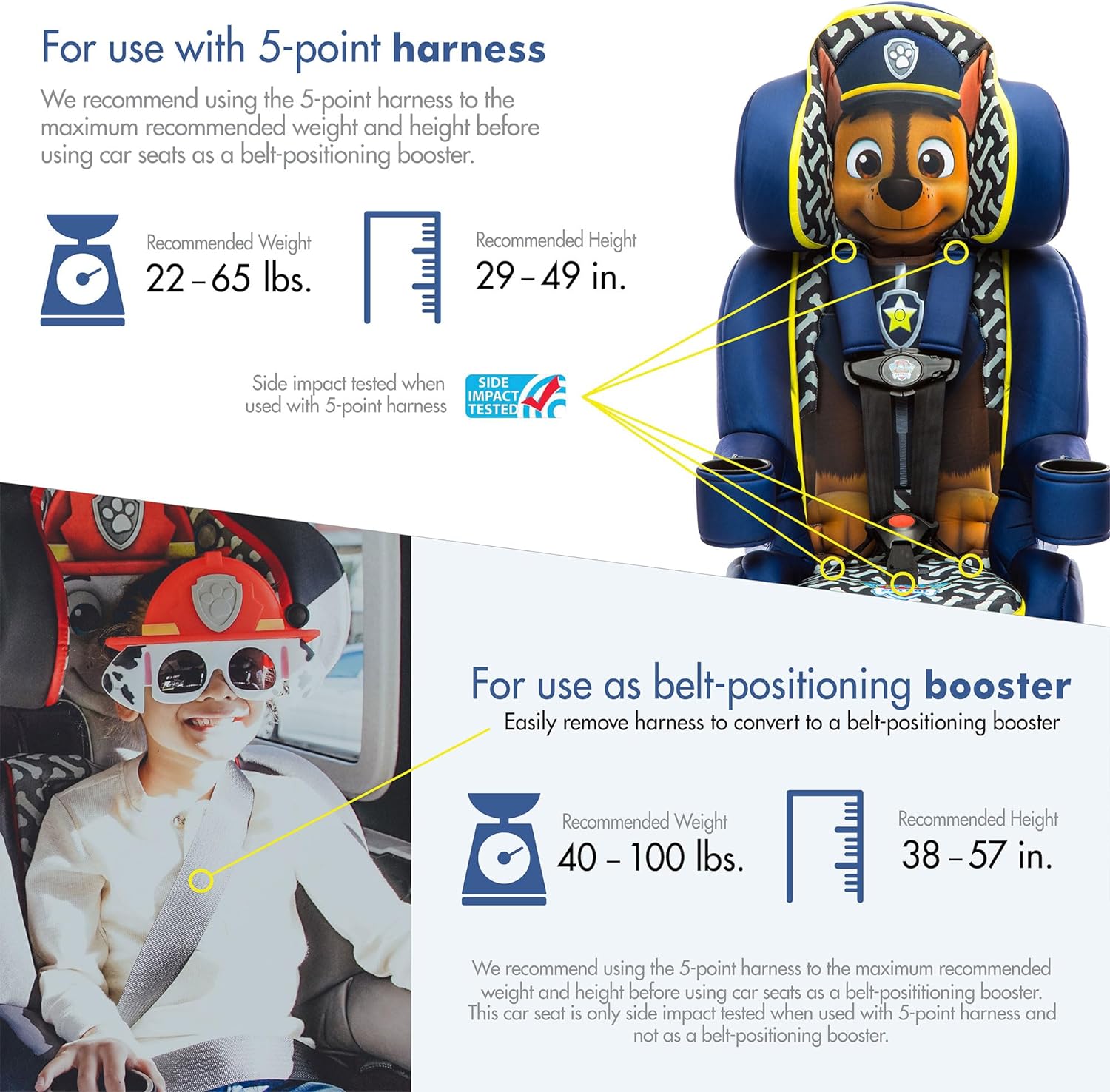 KidsEmbrace 2-in-1 Forward-Facing Harness Booster Seat, Nickelodeon PAW Patrol Chase คาร์ซีทเด็กโต