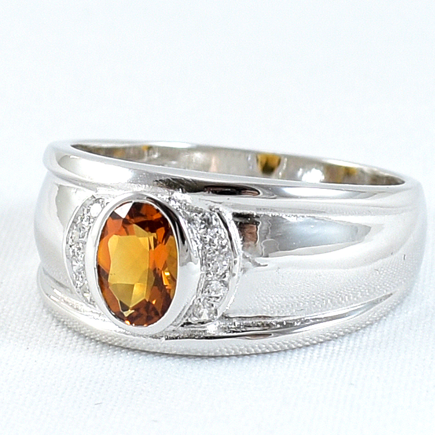 แหวนเงินแท้ราคาถูกชุบทองคำขาว ซิทรินแท้ 0.95 กะรัต เพชรCZ 0.08 กะรัต งานประณีตสวยงาม สั่งผลิตค่ะ