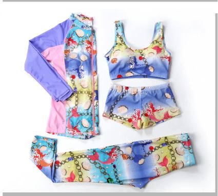 พร้อมส่ง ชุดว่ายน้ำ ผู้ใหญ่ เซ็ต4ชิ้น สีฟ้า สุดคุ้ม สามารถใส่แยกชิ้นได้