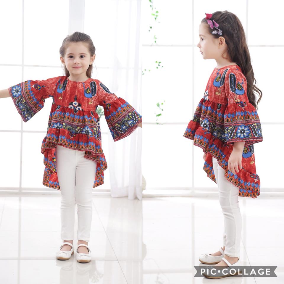 พร้อมส่ง เฉพาะเสื้อหน้าสั้น หลังยาว สีฟ้า,สีส้ม