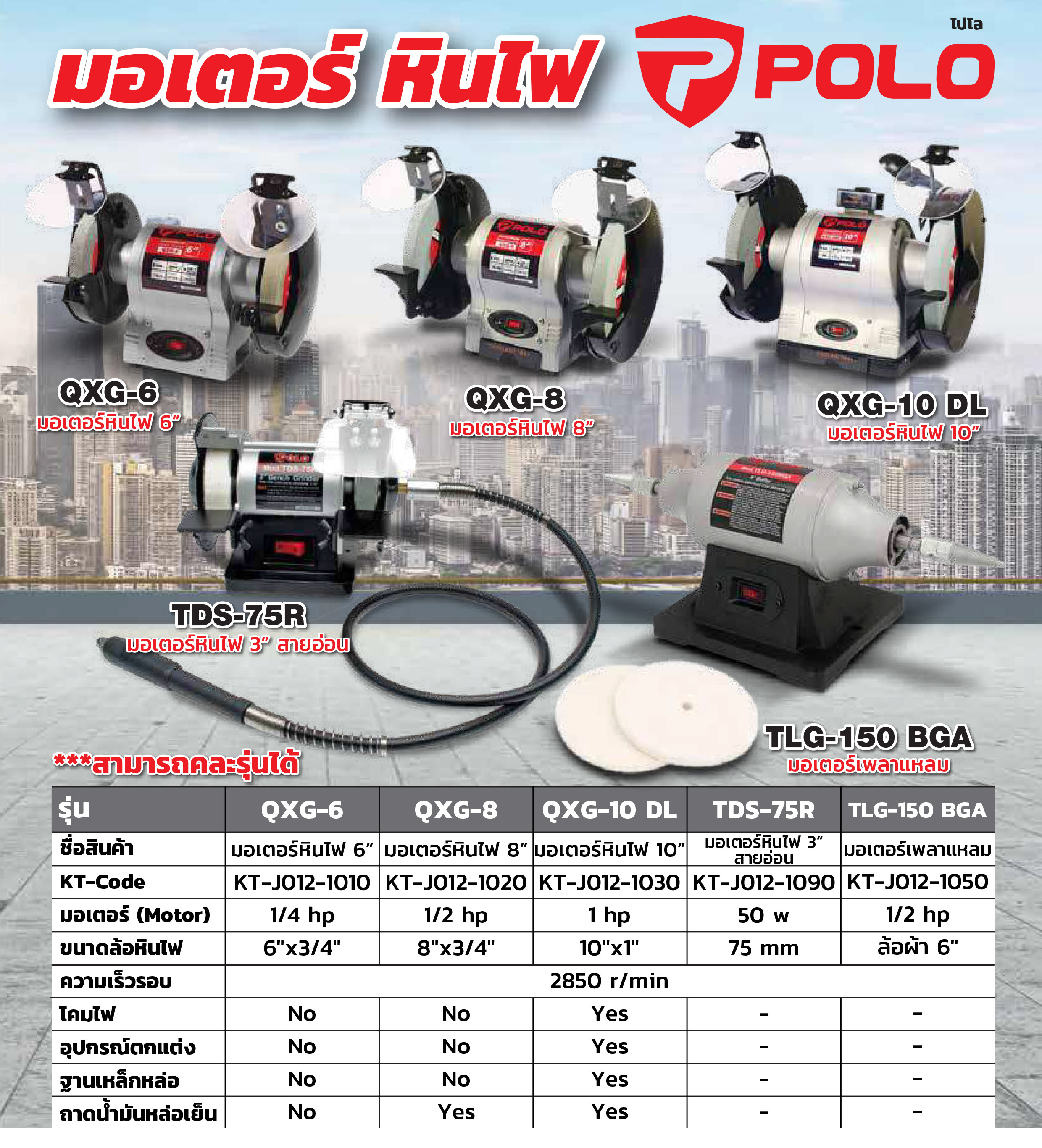POLO QXG-6/QXG-8/QXG-10/TLG-75R/TLG-150BAG มอเตอร์หินไฟ, หินไฟพร้อมสายอ่อน, หินไฟเพลาแหลม